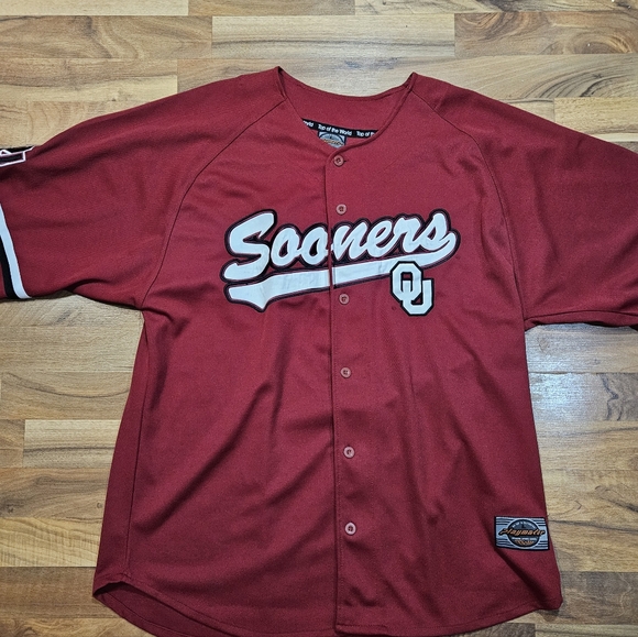 Vintage Oklahoma Sooners Baseball Jersey Men’s Size L Playmaker Top of the World - Picture 2 of 11